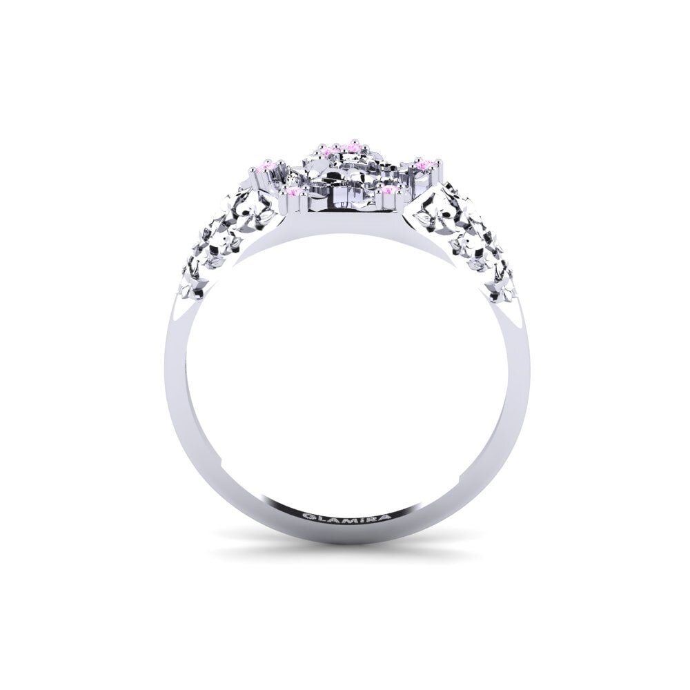White Silver Pink Sapphire Ring Skonsam