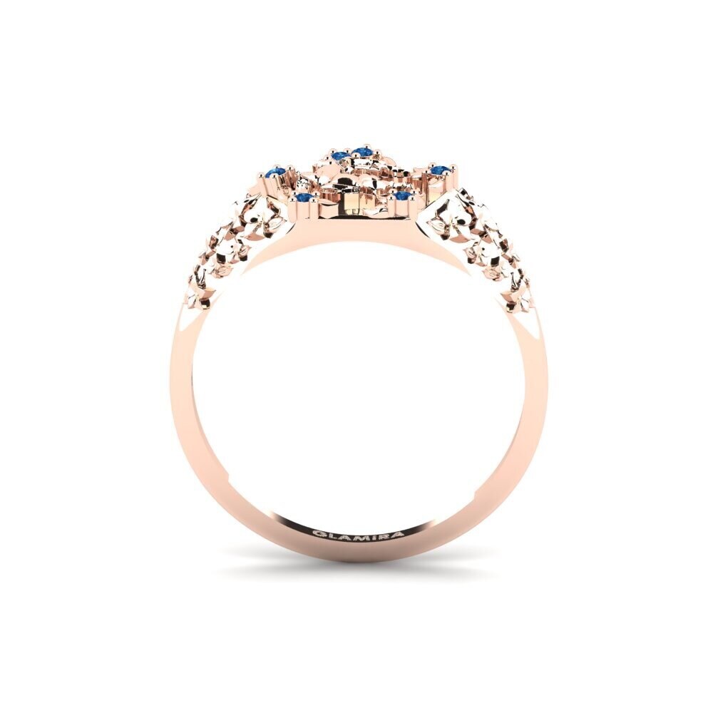 14ct Rose Gold Dark Blue Zirconia Ring Skonsam