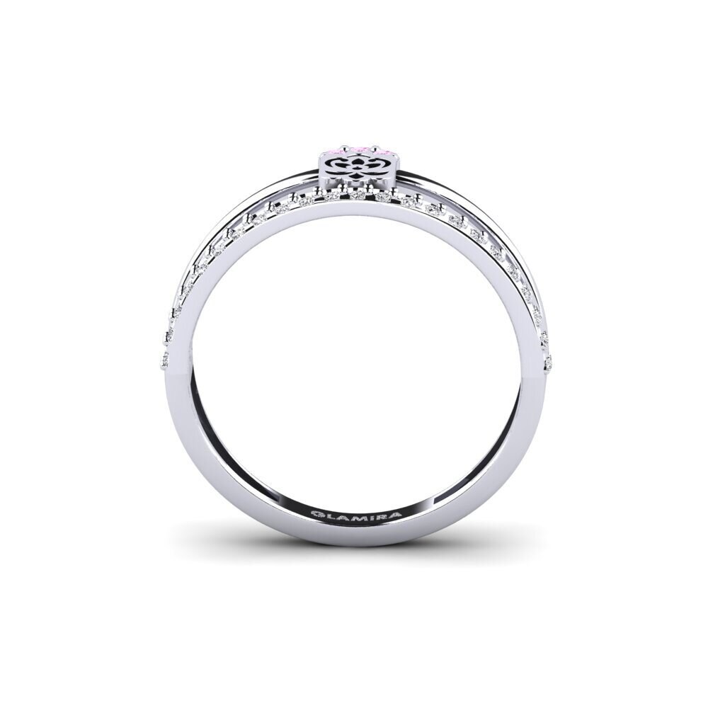 White Silver Pink Sapphire Ring Thabilego