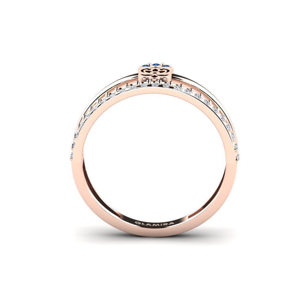 14ct Rose Gold Dark Blue Zirconia Ring Thabilego