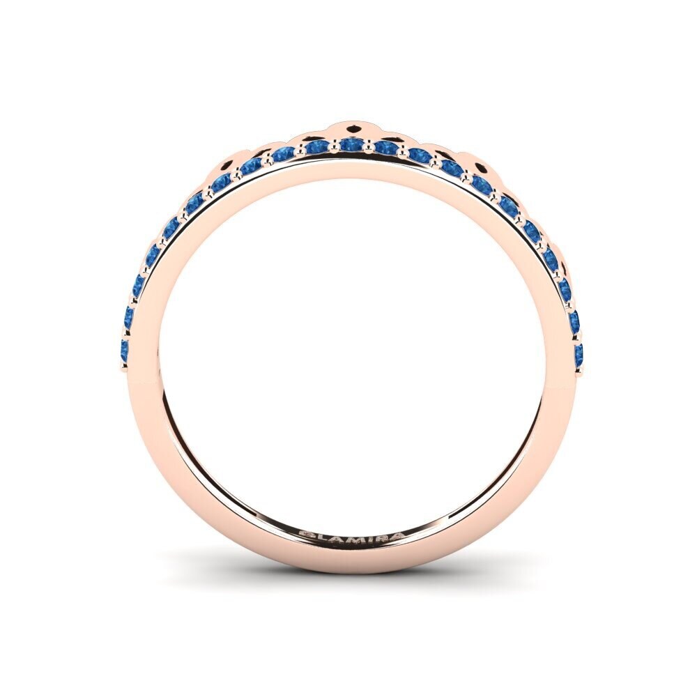 14ct Rose Gold Dark Blue Zirconia Ring Thiwe