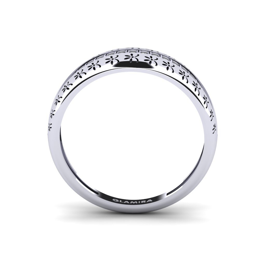 14k Oro Blanco Anillo Tsakeke