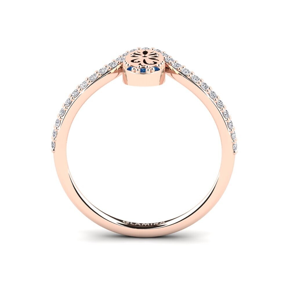 14ct Rose Gold Dark Blue Zirconia Ring Ugyohewe