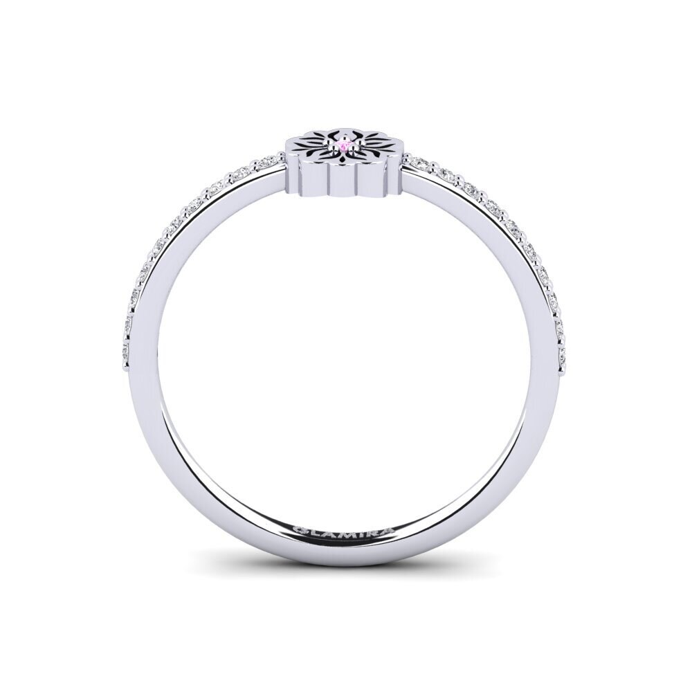 White Silver Pink Sapphire Ring Wishimye