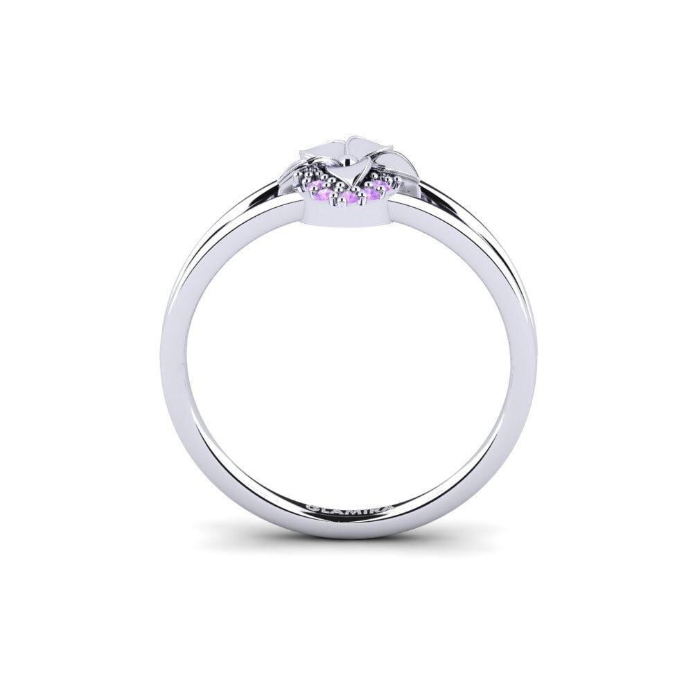 White Silver Amethyst Ring Delancey