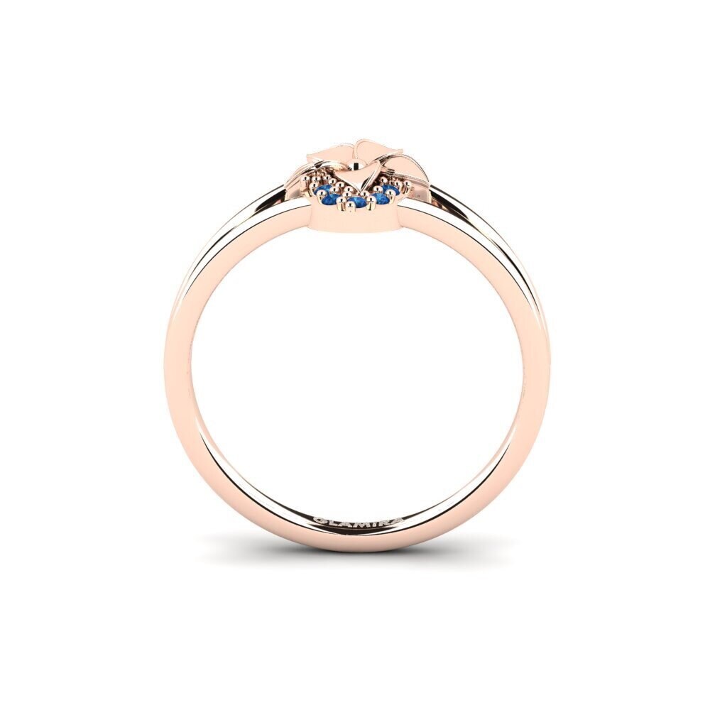 14ct Rose Gold Dark Blue Zirconia Ring Delancey