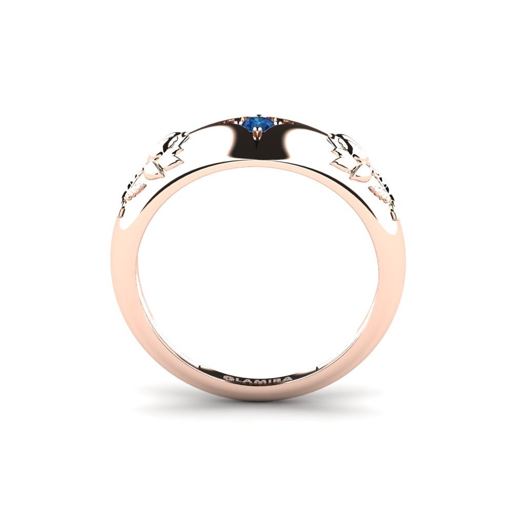 14ct Rose Gold Dark Blue Zirconia Ring Djupverkan