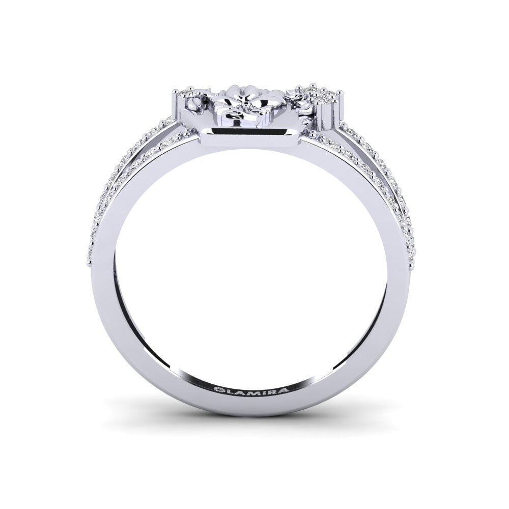 14k Oro Blanco Anillo Escavado