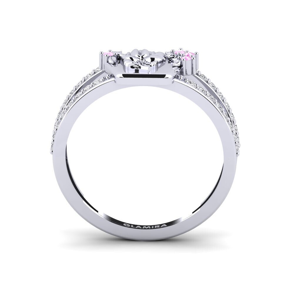 White Silver Pink Sapphire Ring Escavado