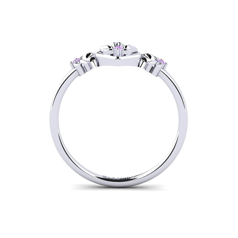 White Silver Amethyst Ring Incisio