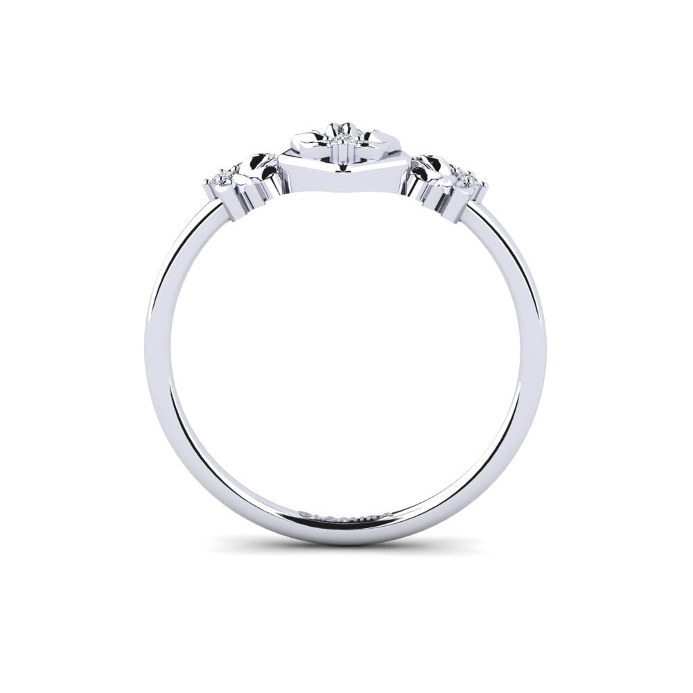 14k Oro Blanco Anillo Incisio