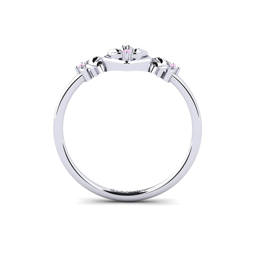 White Silver Pink Sapphire Ring Incisio