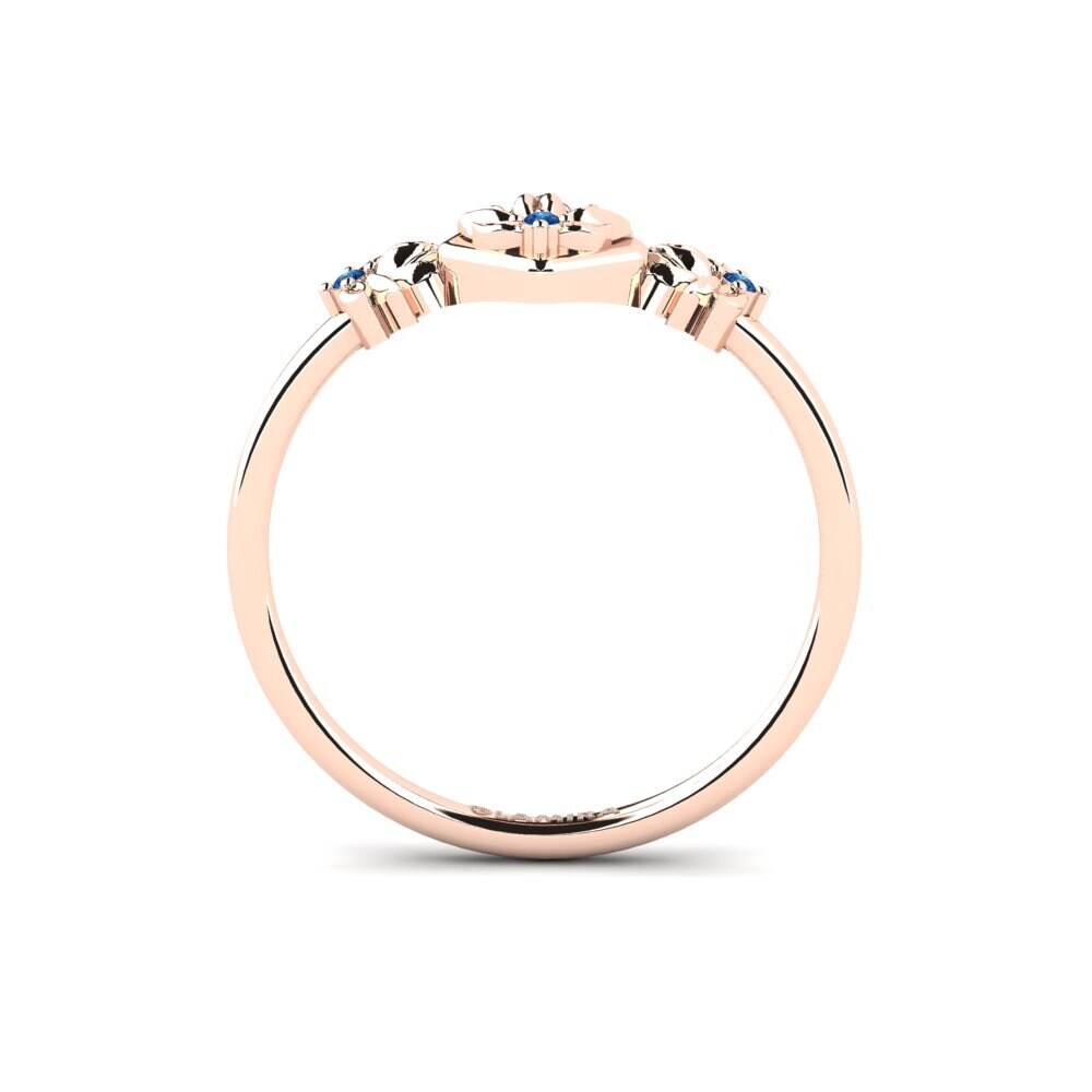 14ct Rose Gold Dark Blue Zirconia Ring Incisio