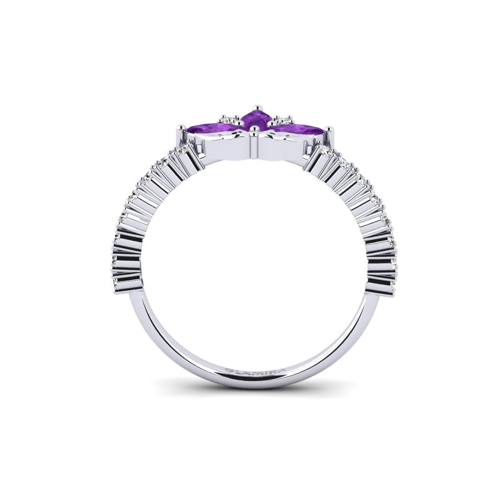 White Silver Amethyst Ring Intaglio