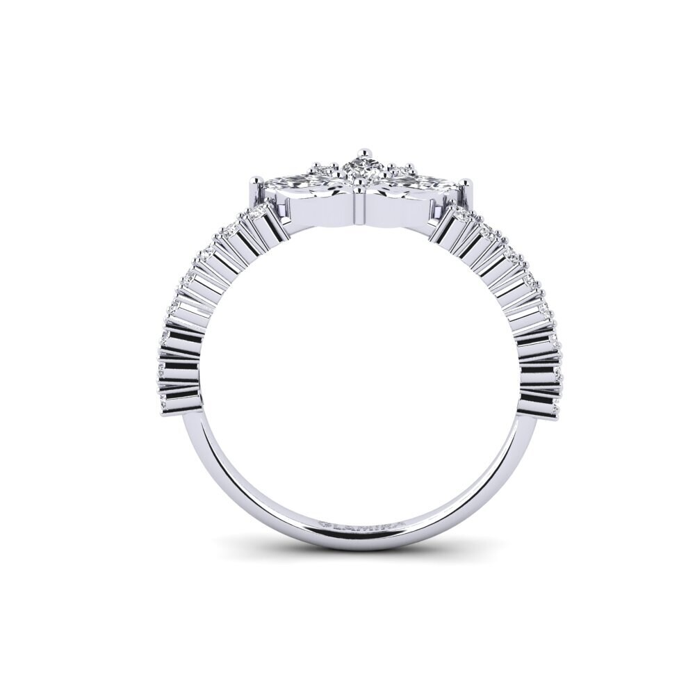 White Silver Diamond Ring Intaglio