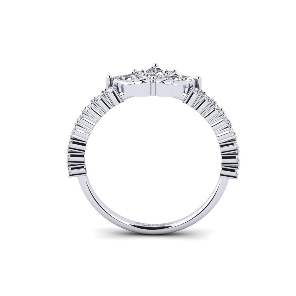 14k Oro Blanco Anillo Intaglio