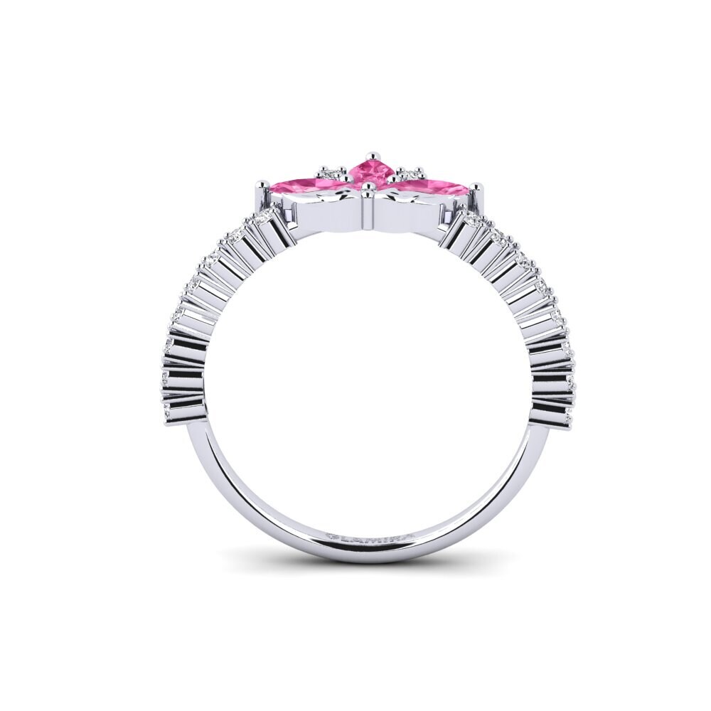 White Silver Pink Sapphire Ring Intaglio