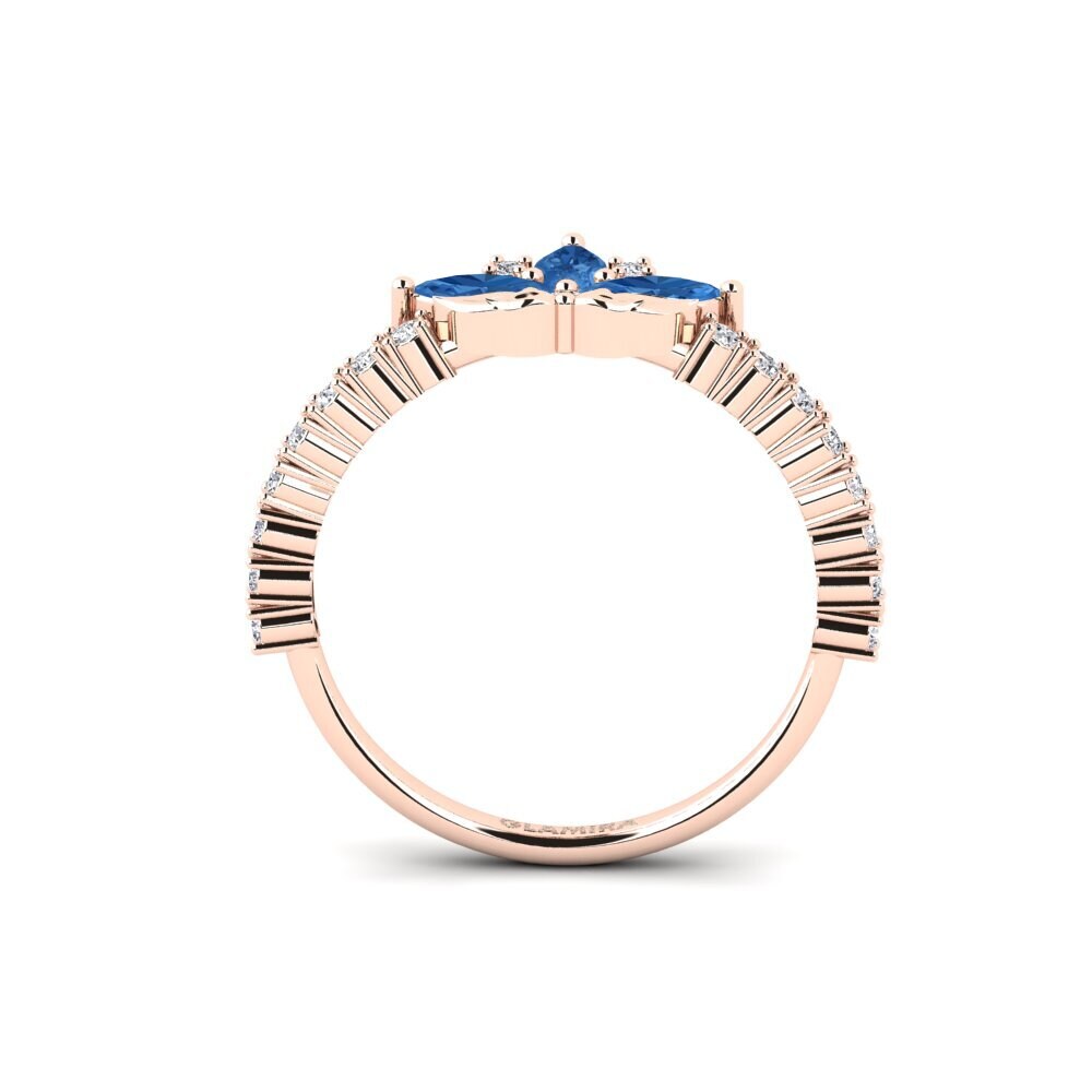 14ct Rose Gold Dark Blue Zirconia Ring Intaglio