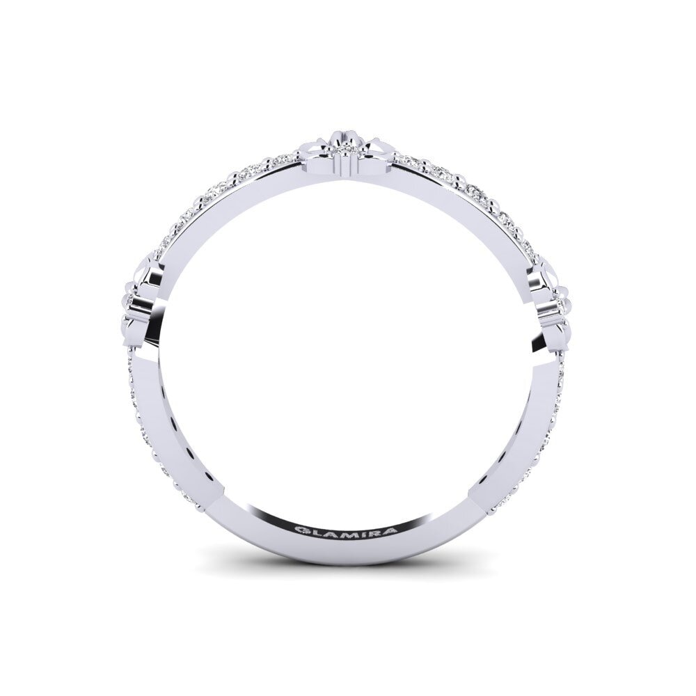 14k Oro Blanco Anillo Ljusning