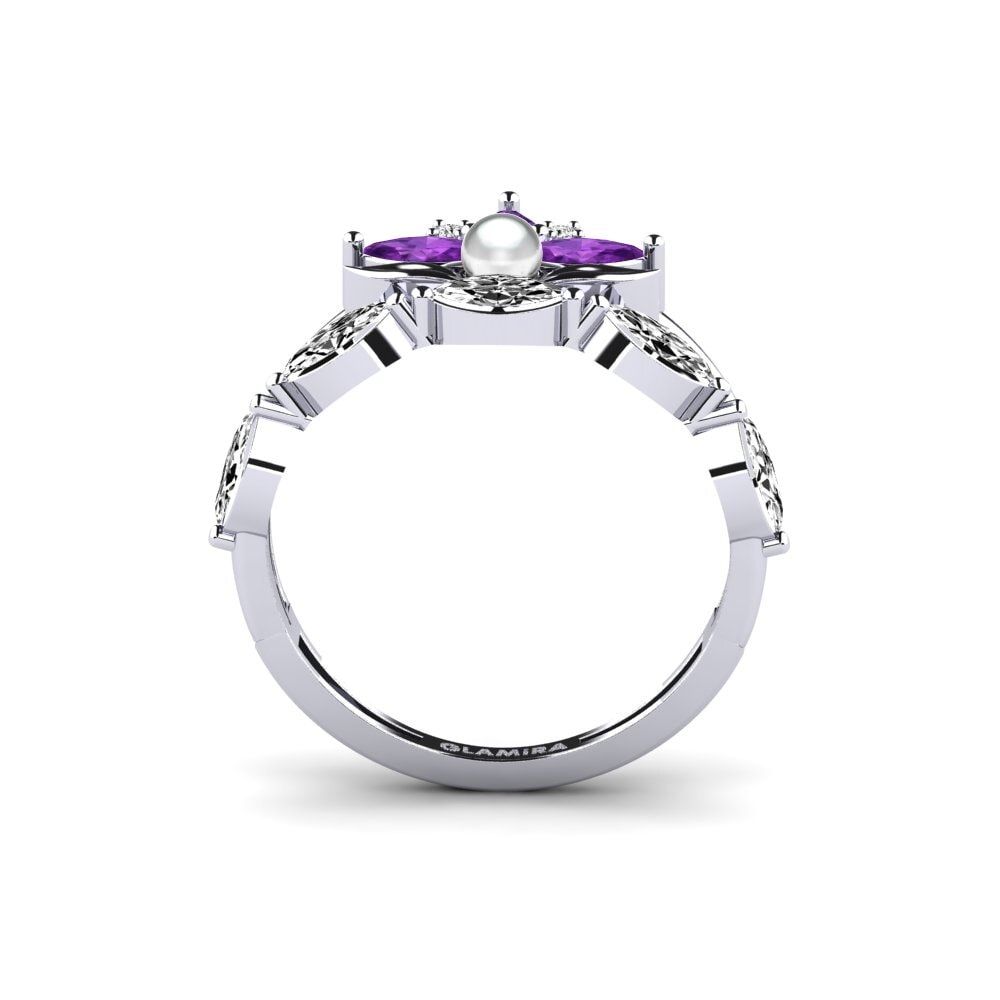 White Silver Amethyst Ring Modelado