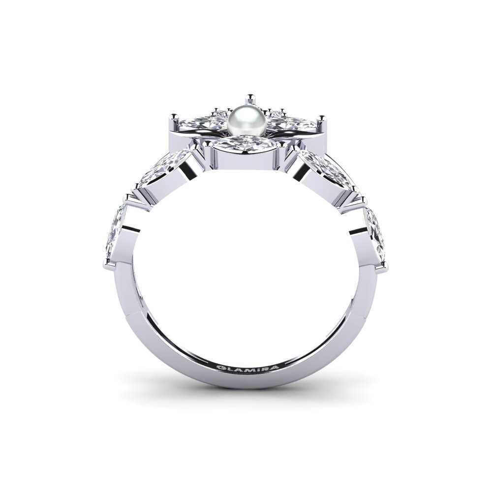 14k Oro Blanco Anillo Modelado