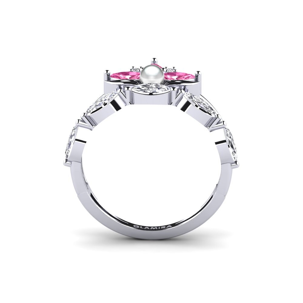 White Silver Pink Sapphire Ring Modelado