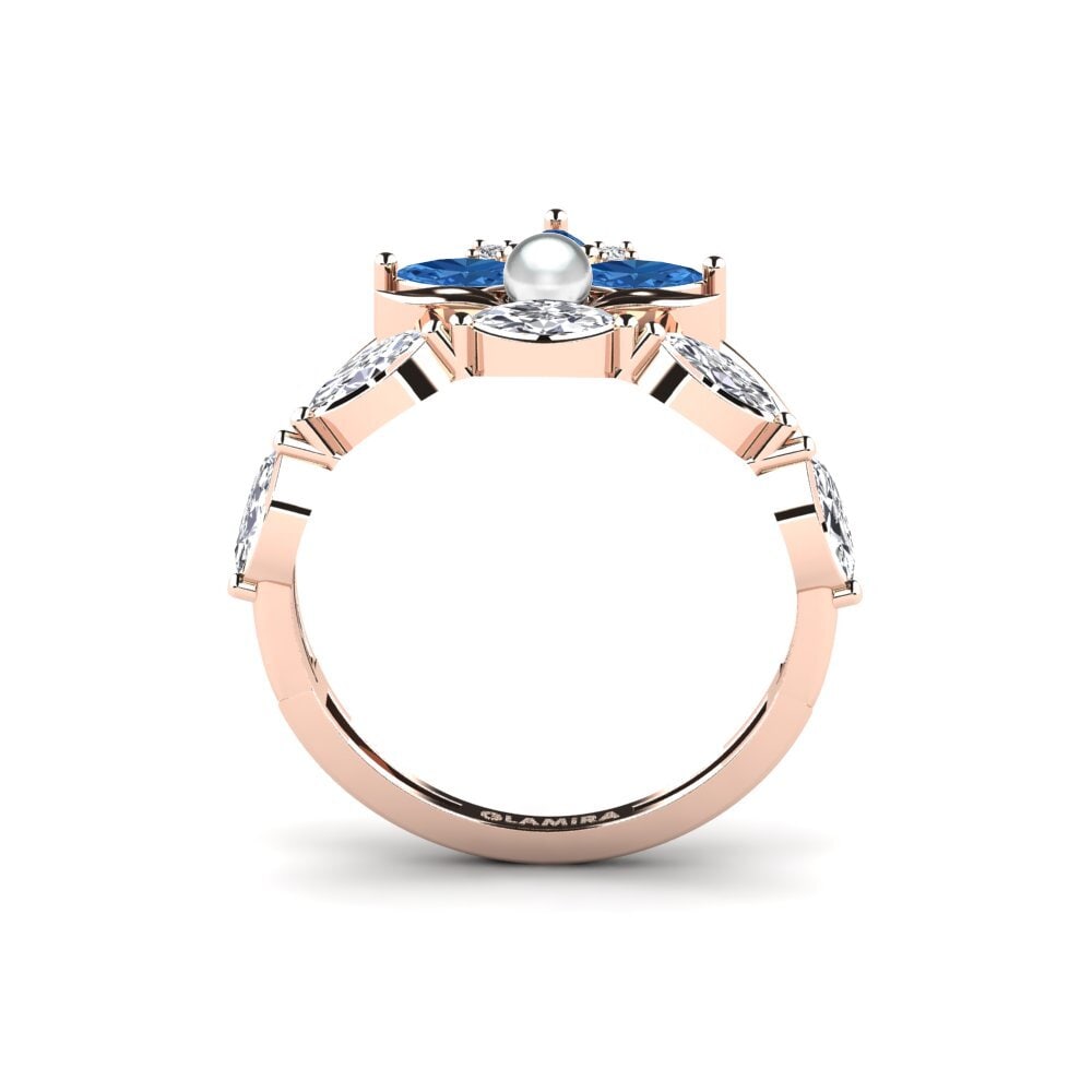 14ct Rose Gold Dark Blue Zirconia Ring Modelado