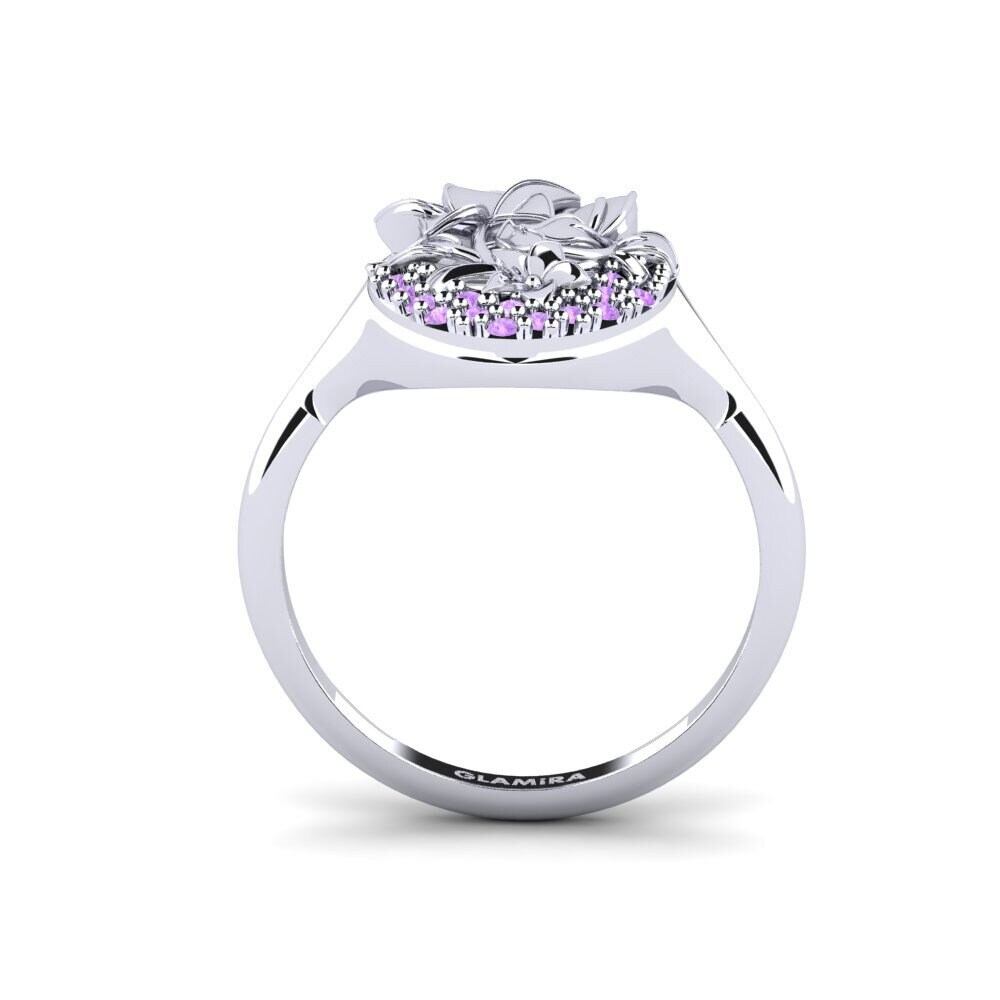 White Silver Amethyst Ring Oleaceae