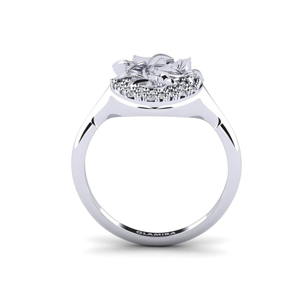 White Silver Diamond Ring Oleaceae