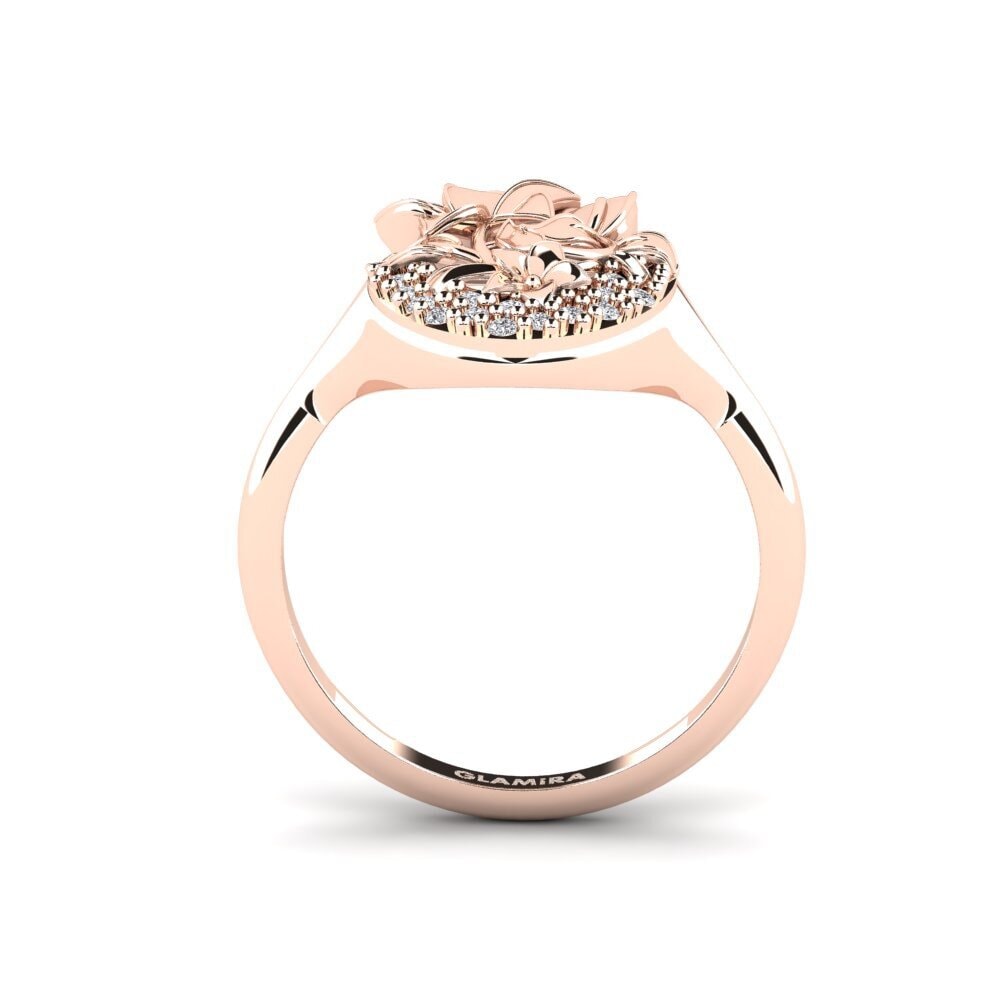 14k Oro Rosa Redondo Diamante cultivado en laboratorio Anillo Oleaceae