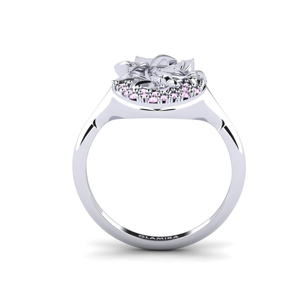 White Silver Pink Sapphire Ring Oleaceae