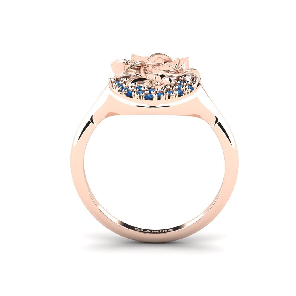 14ct Rose Gold Dark Blue Zirconia Ring Oleaceae