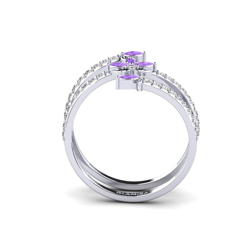 White Silver Amethyst Ring Omtanke