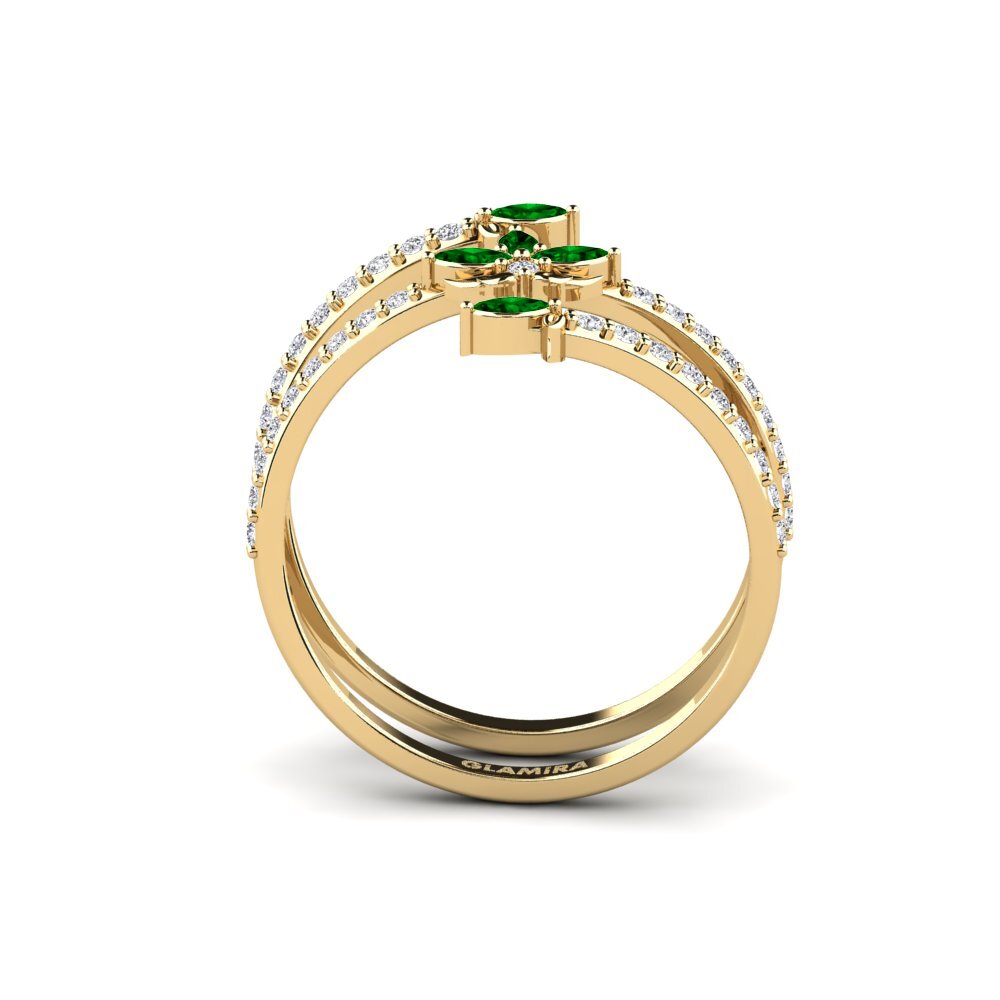 14ct Yellow Gold Marquise Green Zirconia Ring Omtanke