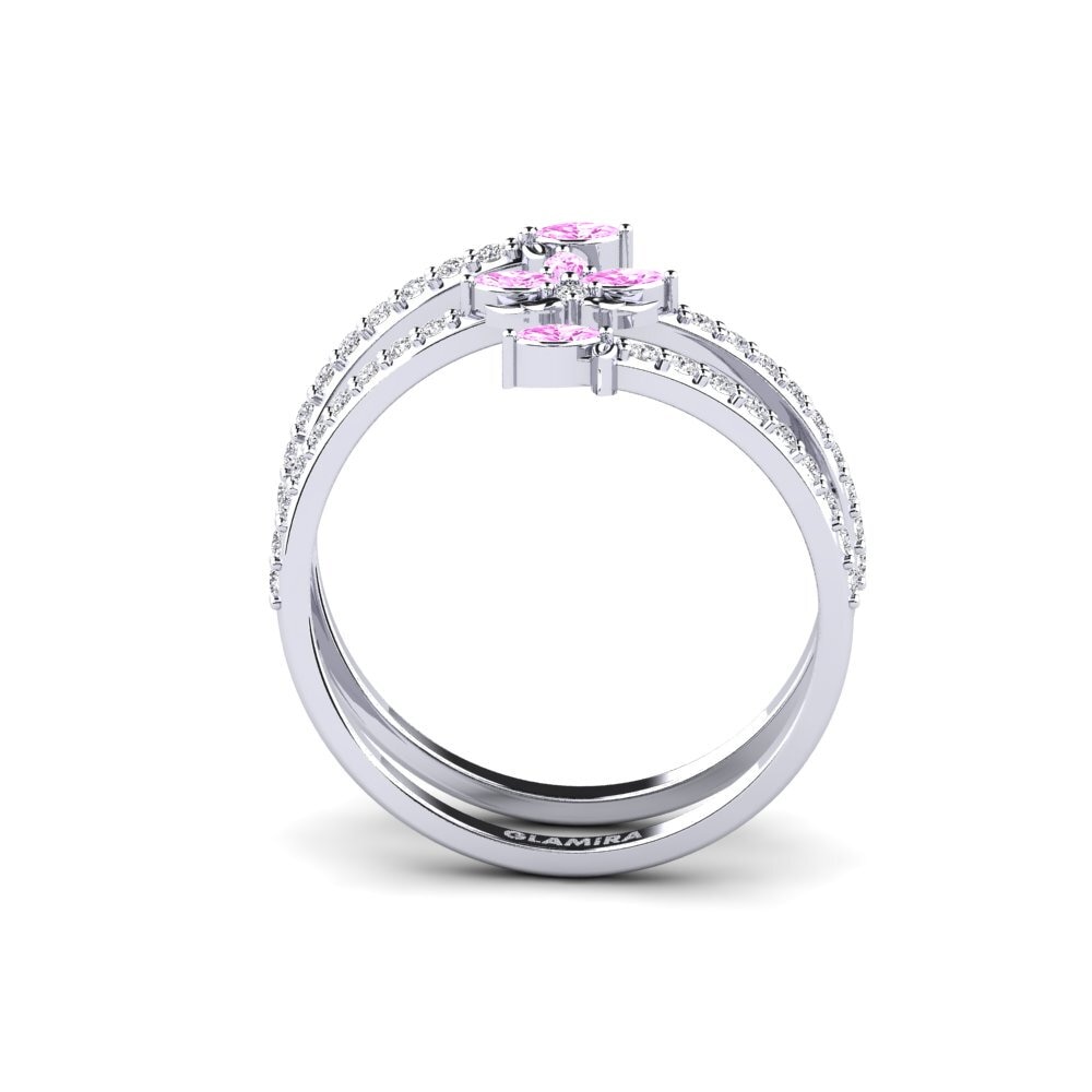 White Silver Pink Sapphire Ring Omtanke
