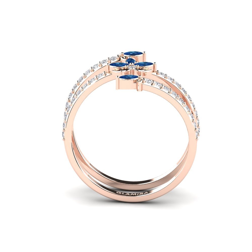 14ct Rose Gold Dark Blue Zirconia Ring Omtanke