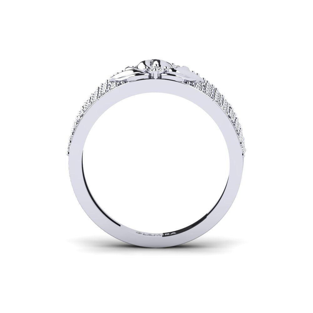 14k Oro Blanco Anillo Profundidade