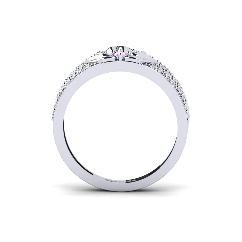 White Silver Pink Sapphire Ring Profundidade