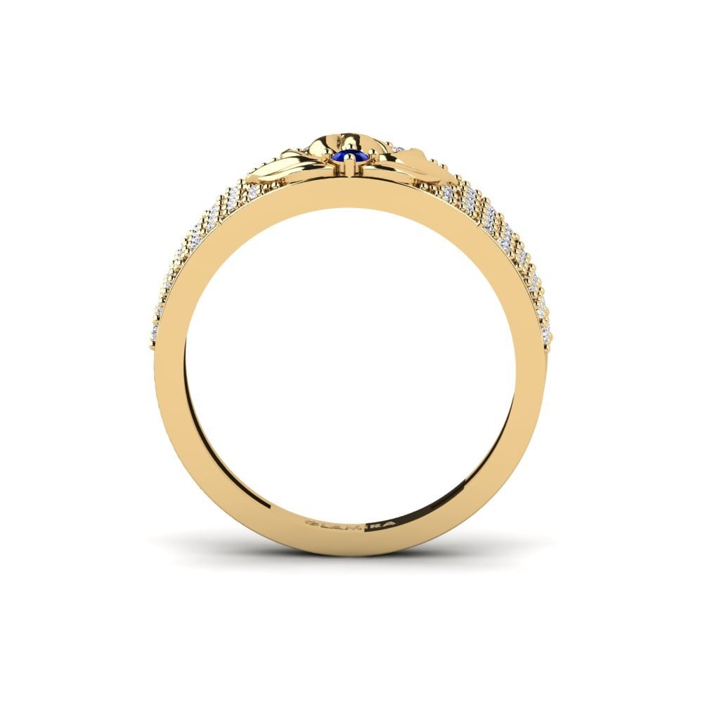 14ct Yellow Gold Round Sapphire Ring Profundidade