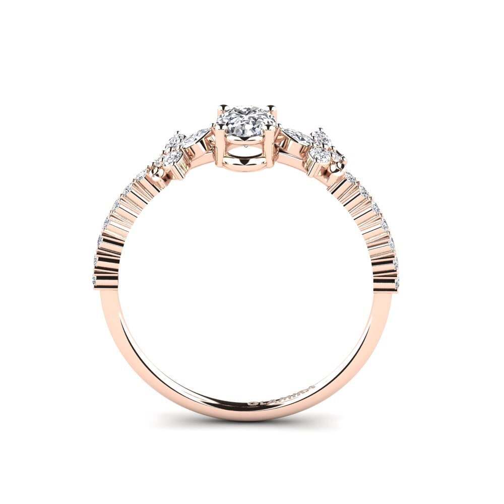 14k Oro Rosa Ovalado Diamante cultivado en laboratorio Anillo Sosiego