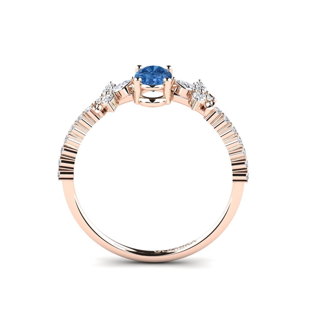 14ct Rose Gold Dark Blue Zirconia Ring Sosiego