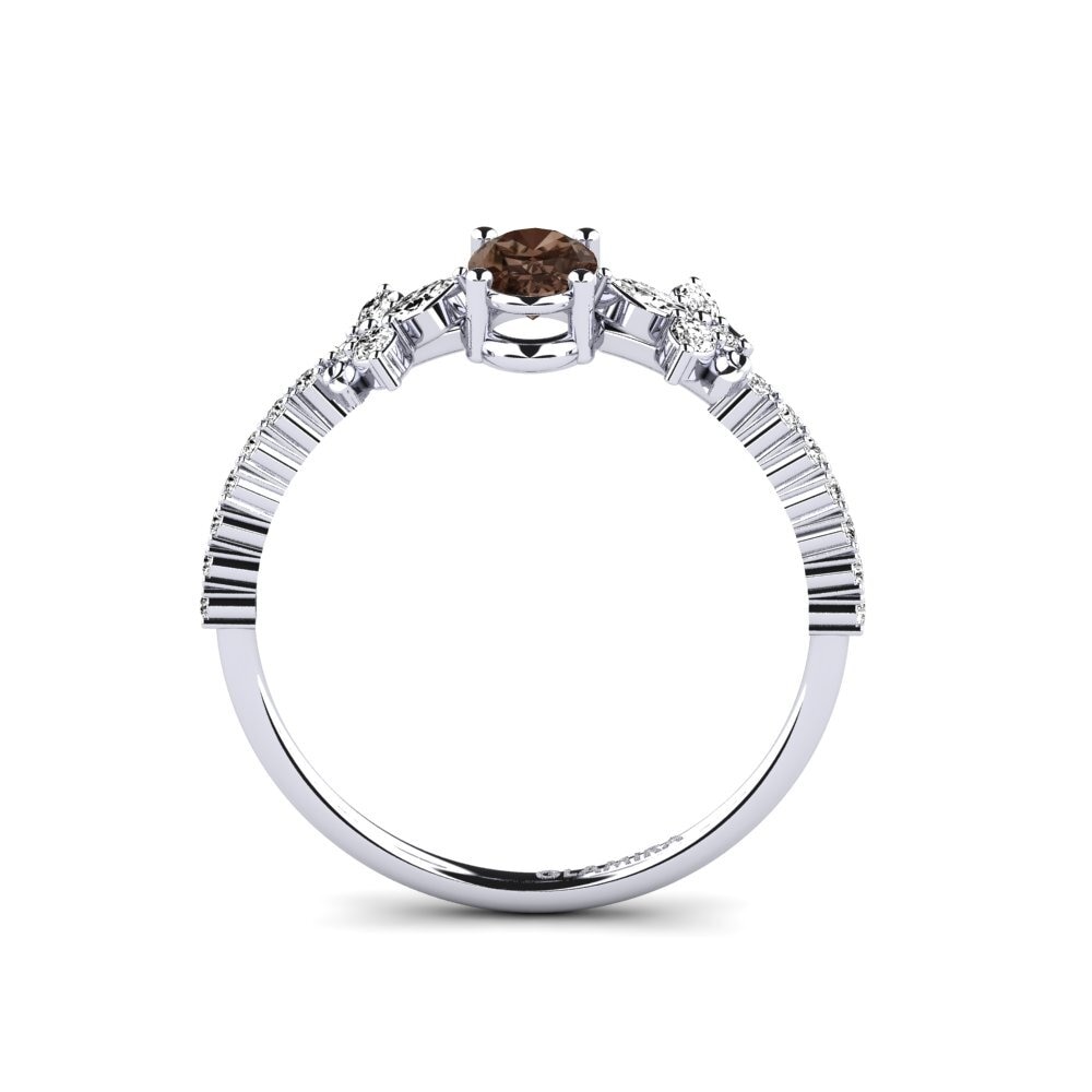 White Silver Smoky Quartz Ring Sosiego