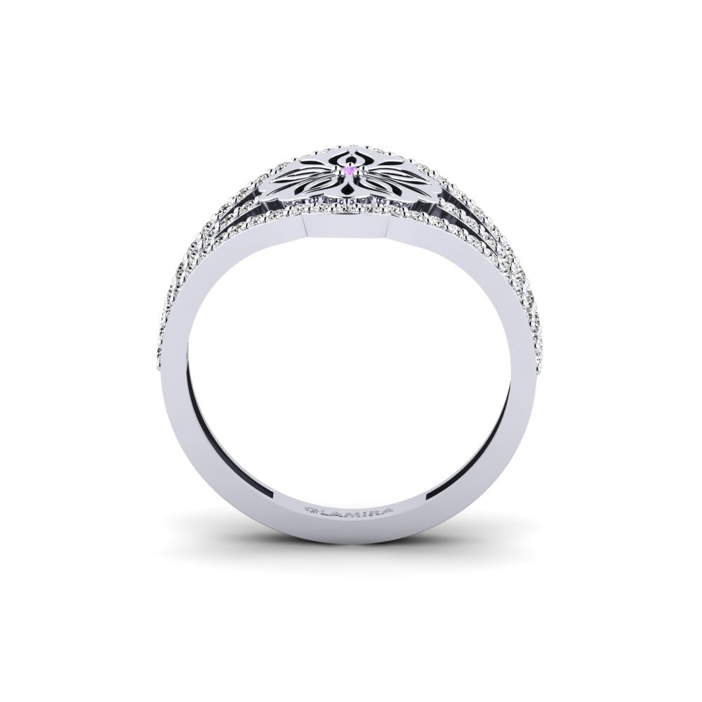 White Silver Amethyst Ring Tlapaktli