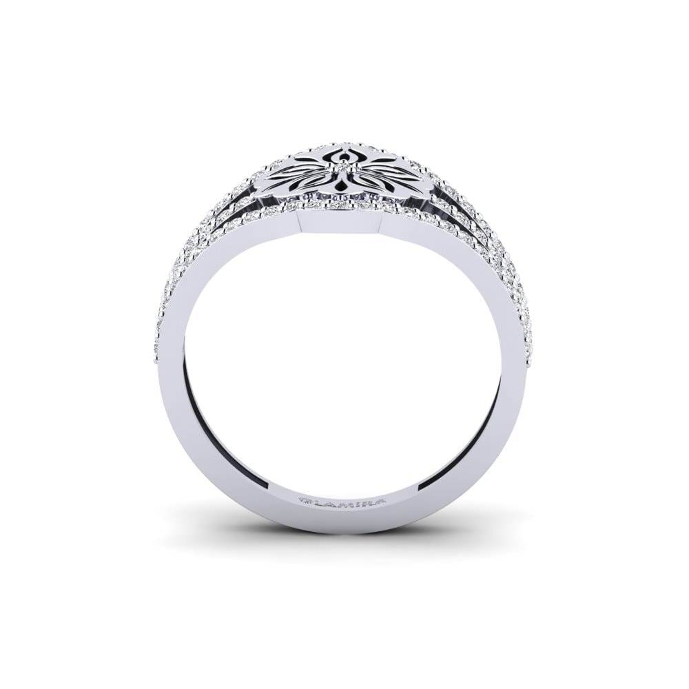 14k Oro Blanco Anillo Tlapaktli