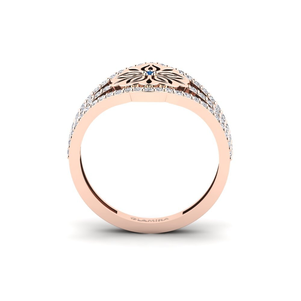 14ct Rose Gold Dark Blue Zirconia Ring Tlapaktli