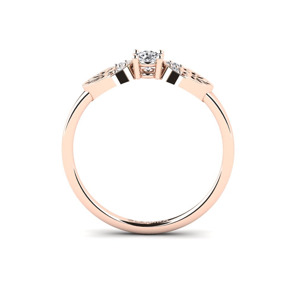 14k Oro Rosa Redondo Diamante cultivado en laboratorio Anillo Vrolik