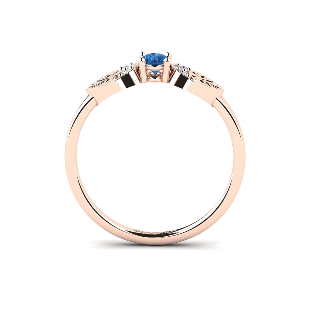 14ct Rose Gold Dark Blue Zirconia Ring Vrolik