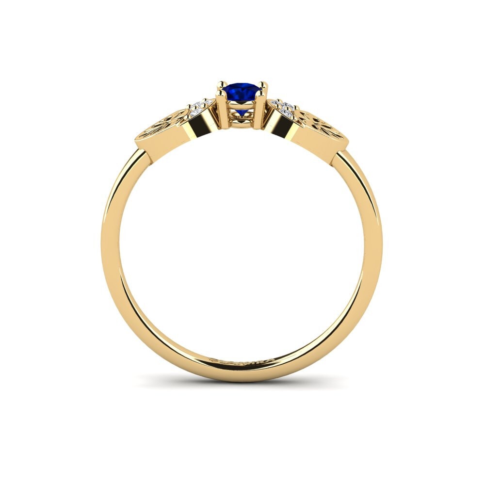 14ct Yellow Gold Round Sapphire Ring Vrolik