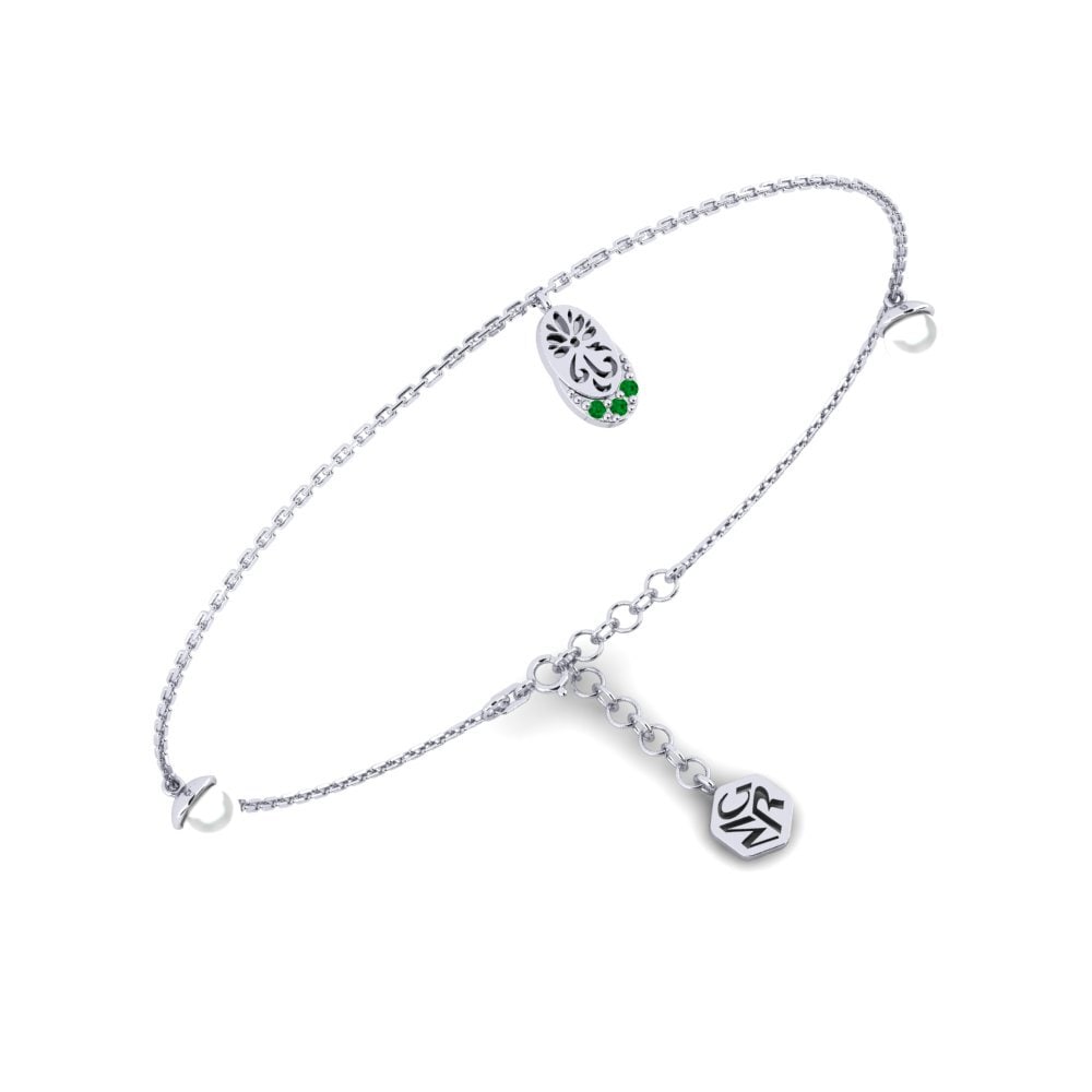 950 Platinum Emerald Women's Bracelet Warnan