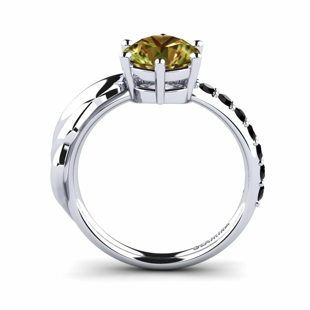 14ct White Gold Round Sultan Stone Engagement Ring Alfieri